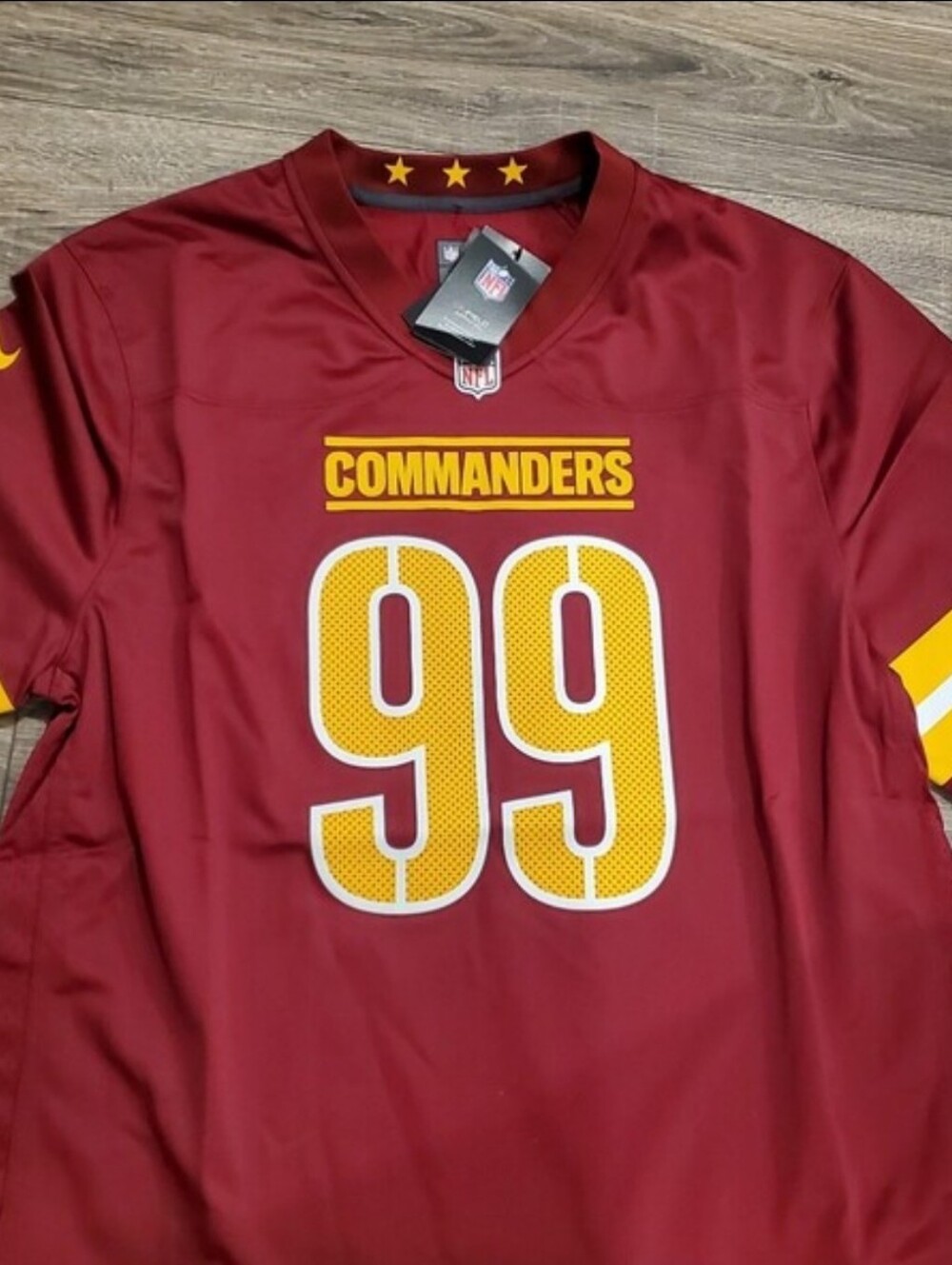 Nike Burgundy and Gold Washington Commanders #99 Jersey Chase Young Sz L